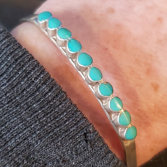 Zuni Jewelry - ❤️SOLD ❤️Vintage Zuni Dishta Turquoise Cuff Bracelet